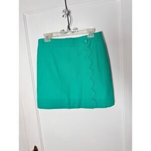 J. Crew Women's Green Wool Blend Short Scalloped Mini Skirt Prep Size 8